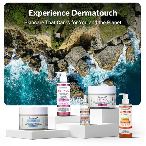DERMATOUCH Retinol Face Cleanser, Daily Face Wash With Hyaluronic Acid, Cucumber, and Vitamins for Normal to Dry Skin, Hydrating Antioxidant Formula, Clean Skin Care, Made in USA, 8 Fl Oz