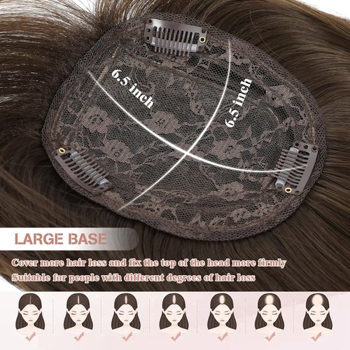 UKLPustar Hair Toppers for Women with Bangs 6.5"x6.5" Large Coverage, Realistic Scalp Hairs Pieces for Women with Thinning Hairs Synthetic Hairs Topper Wiglets Add Hair Volume 16inch