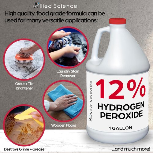 Allied Science 12% Food Grade Hydrogen Peroxide - 4X Stronger Solution for Home & Personal Care | 1 Gallon (2)