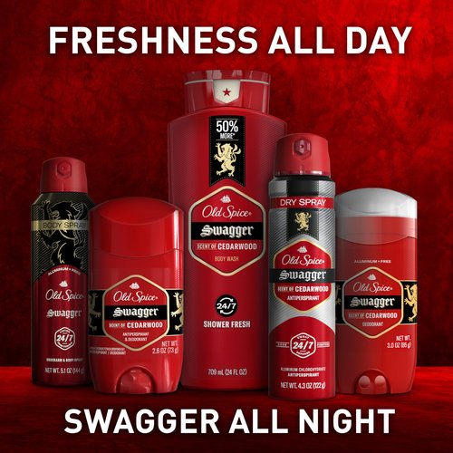 Old Spice Dry Spray Antiperspirant Deodorant for Men, 24/7 Sweat & Odor Protection, 24/7 Sweat Defense & Lasting Freshness, Swagger with Cedarwood Scent, 4.3 oz (Pack of 2)
