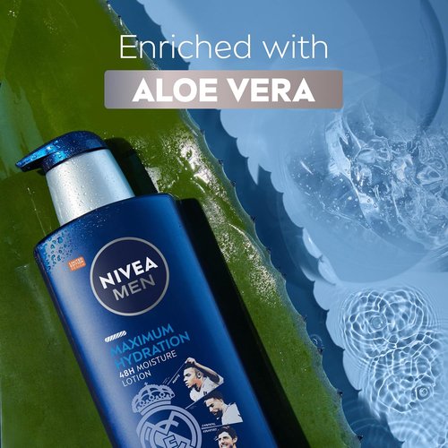 NIVEA MEN Maximum Hydration Body Lotion - 48-Hour Moisture for Dry Skin | Aloe Vera, 16.9 Fl Oz