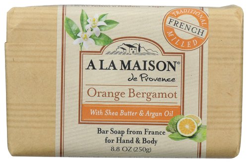A LA MAISON Orange Bergamot Bar Soap - Triple French Milled Natural Moisturizing Hand Soap Bar (8.8 Oz, 1-Pack)