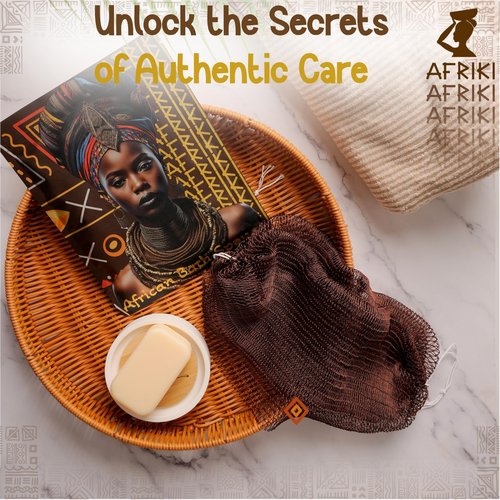 AFRIKI African Net Sponge – Exfoliating Body Scrubber, Black Owned & Rooted in Africa, All Skin Types | 45 in Long (Brown)