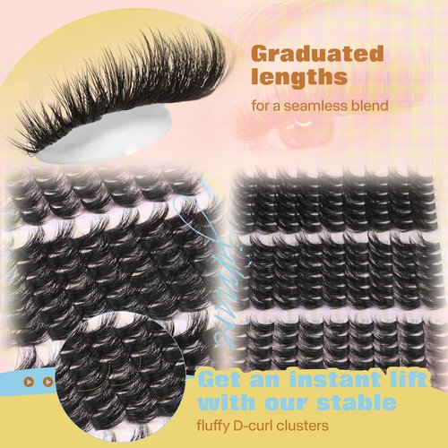 JIMIRE Manga Lash Clusters Wispy Fluffy Cluster Eyelash Extensions CC Curly 14-18MM Fluffy Eyelash Clusters Easy to Apply DIY Thick Volume Individual Lashes Extensions at Home 162Pcs Pack