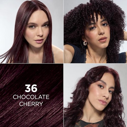 L'Oreal Paris Feria Hair Color - Multi-Faceted Shimmering Permanent Dye, 36 Chocolate Cherry (Deep Burgundy)