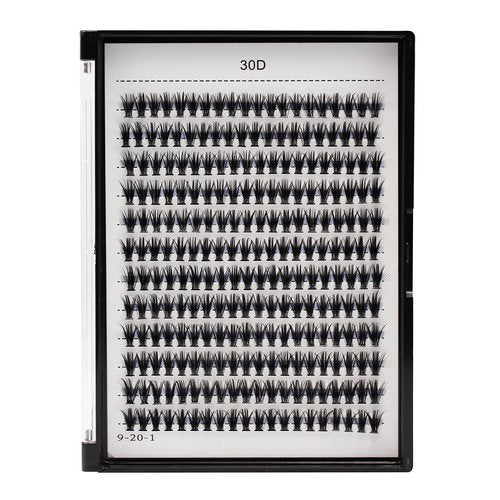 Bodermincer Black/Colored Cluster Lashes 240pcs 20D/40D DIY Eyelash Extension D Curl Long Individual Lashes Mixed Tray Faux Mink Lash Clusters Extensions 8-22mm (30D-10MM)