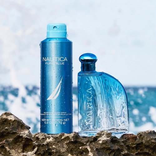 Nautica Pure Blue Body Spray - Long-Lasting Men's Fragrance with Eucalyptus, Leather & Vanilla | 6 fl oz