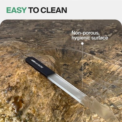 GERMANIKURE Glass Nail File - Professional Crystal Nail File in Suede Sleeve for Smooth Shaping | Perfect Manicure & Pedicure Tool