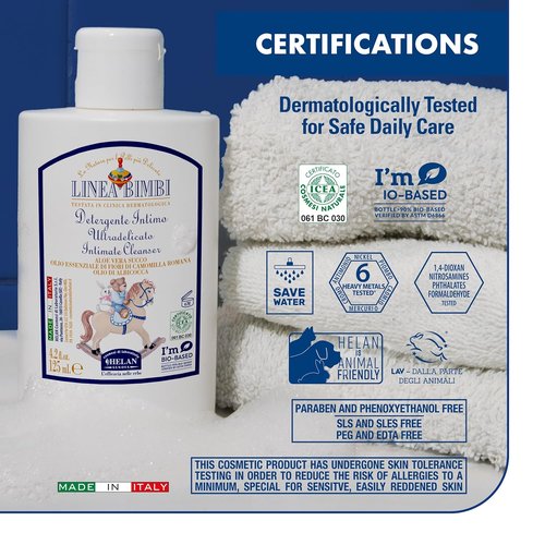 Helan Linea Bimbi Bio-Feminine Wash - Gentle Intimate Cleanser with Aloe Vera & Chamomile | 125ml (4.2 fl oz)