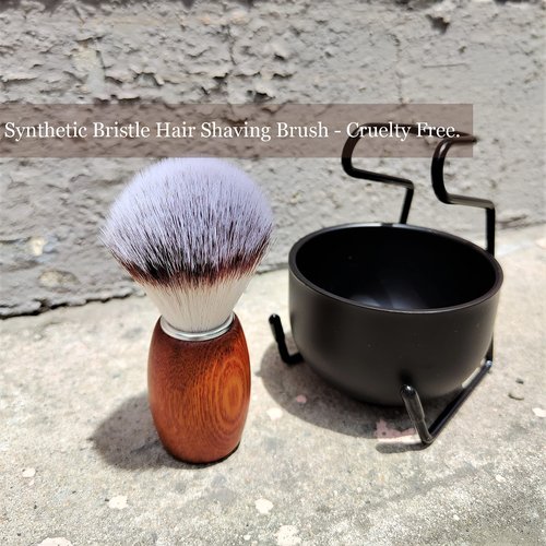 Shaving Brush Set for Men, 3pcs Shaving Set Includes Shaving Brush Shaving Bowl and Brush Stand