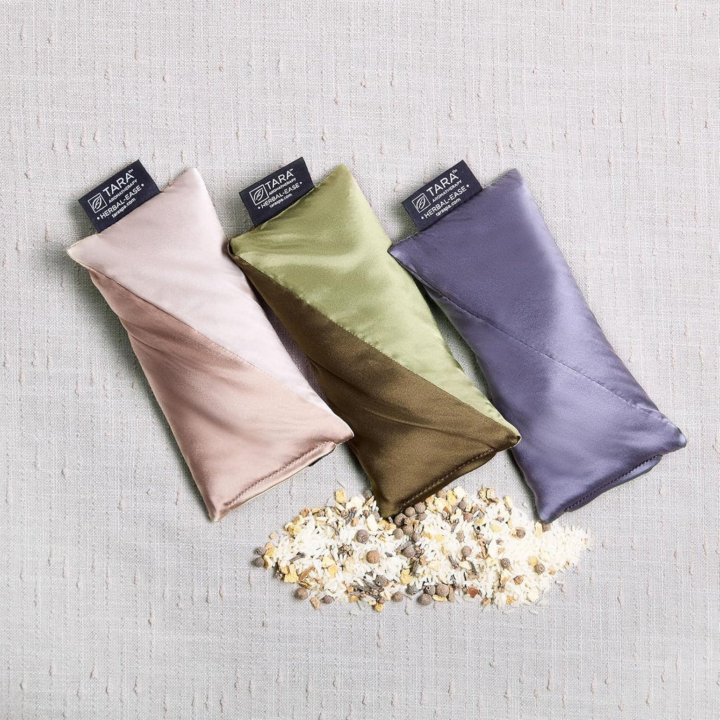TARA Spa Therapy Aromatherapy Pillow Gift Set - Herbal-Ease Neck & Silk Eye Pillow in Green Olive