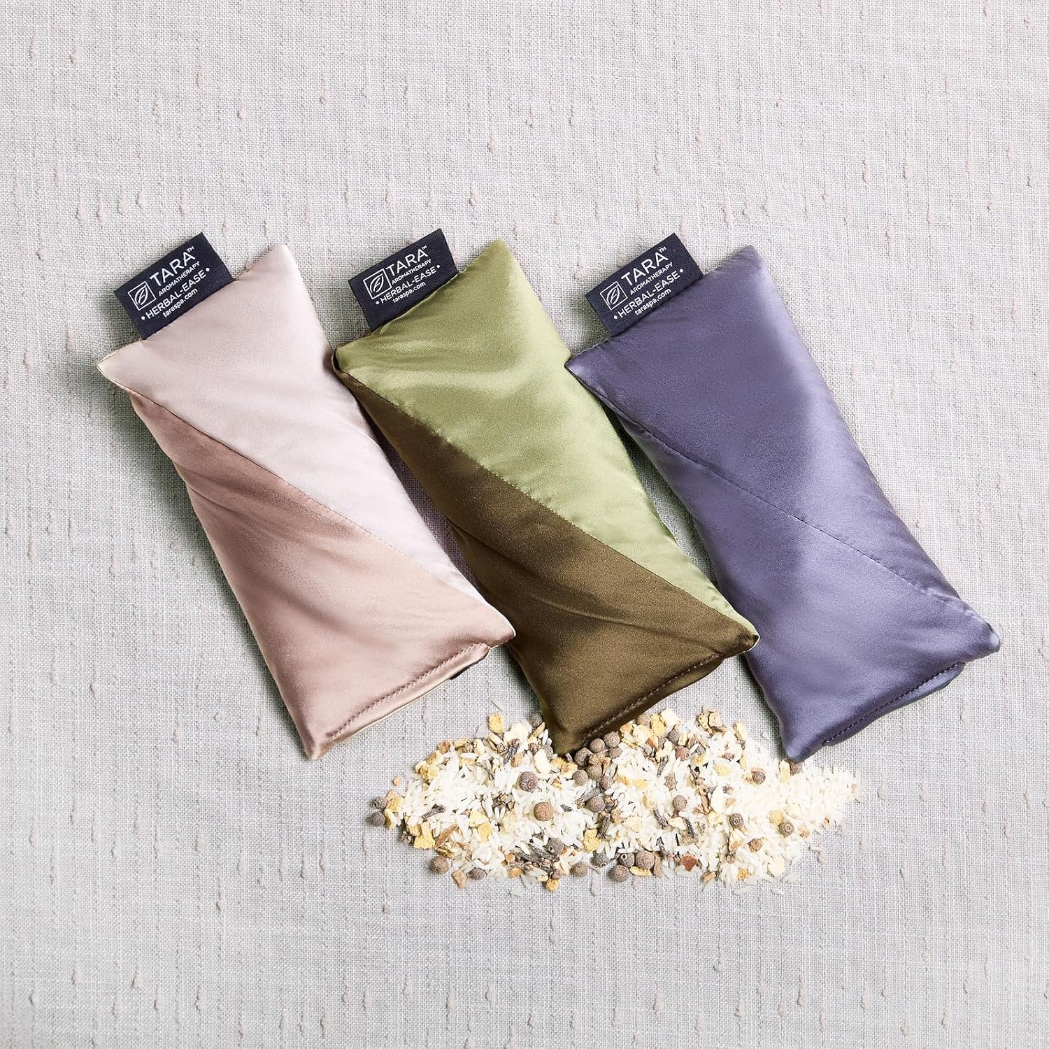 TARA Spa Therapy Aromatherapy Pillow Gift Set - Herbal-Ease Neck & Silk Eye Pillow in Green Olive