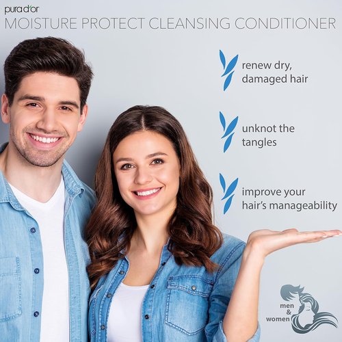 PURA D’OR Moisture Protect Cleansing Conditioner - Detangles & Restores Hair with Argan Oil | 16oz, Sulfate-Free, All Hair Types