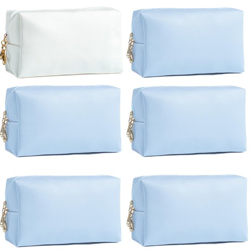 EOLUCC Bridesmaid Proposal Gifts Letter Cosmetic makeup bag bulk for Wedding Party Favors Bachelorette party decorations Makeup Pouch Birthday Toiletry Organizer Bag Makeup Case Gift (Blue)