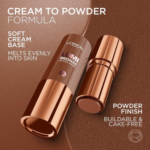 L'Oreal Paris Lumi Bronze Stick - Cream-To-Powder Bronzer for Sunkissed Glow | 100 Sunkissed Rosé