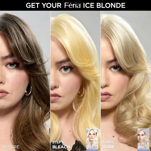 L’Oreal Paris Feria Hair Toner - Long-Lasting Ice Blonde Color | Ammonia-Free Demi-Permanent, 1 Application