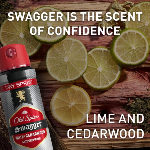 Old Spice Dry Spray Antiperspirant Deodorant for Men, 24/7 Sweat & Odor Protection, 24/7 Sweat Defense & Lasting Freshness, Swagger with Cedarwood Scent, 4.3 oz (Pack of 2)