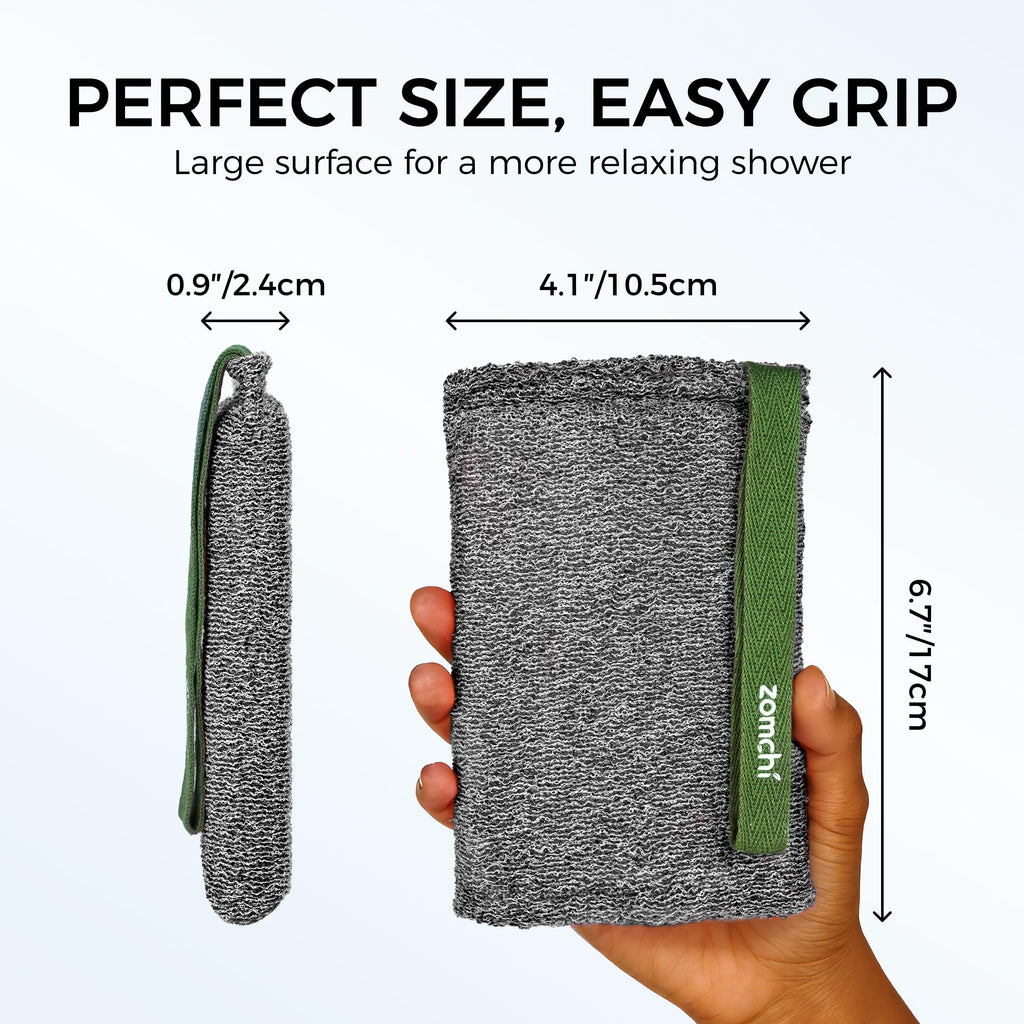 ZOMCHI Body Scrubber, 2 Pack Exfoliating Sponge for Shower and Bath, Large Exfoliator Tool to Remove Dead Skin, Body Sponge for Women & Men (2-Pack, Gray)