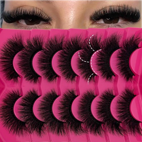 SISIYDY Faux Mink Eyelashes Fluffy Dramatic Volume Cateye Lashes Strips False 3D Soft CD Curl Fake Lashes 20MM Thick Full Mink Eyelash Pack YH-103