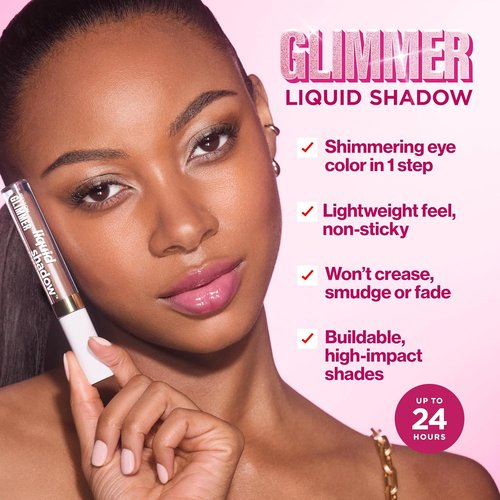 REVLON Glimmer Liquid Shadow - Smudge-Proof Shimmer Eyeshadow, Long-Lasting, High Pigment, 206 UFGlo