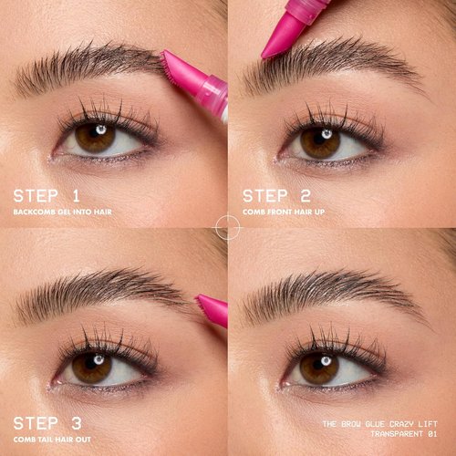 NYX Professional Makeup Brow Glue - 16HR Strong Hold Brow Lamination Gel with Styling Comb | Clear