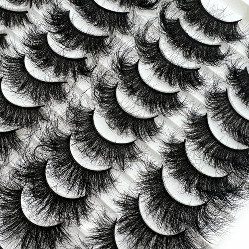 Mink Lashes 20 Pairs Dramatic Thick 5D False Eyelashes 20mm Wispy Fake Eyelashes Pack, by Kmilro (LD06)