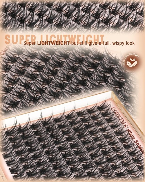 Goddvenus Wispy Lash Clusters 12-14-16mm Eyelash Clusters Set C Curl Pestañas Postizas Naturales Fluffy Natural Lash Clusters for Effortless Eyelash Extensions Individual Lashes DIY False Eyelashes