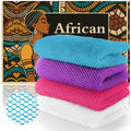 SpiralScgv African Bath Sponge 4 Pieces - Net Exfoliator for Glowing Skin, Long-Lasting Nylon Mesh Scrubber, Gentle Enough for Daily Use (White, Rose Red, Purple, Blue)