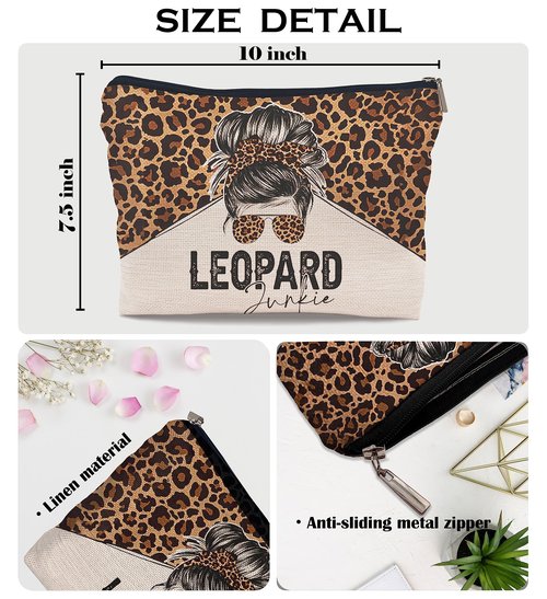 Ayxvt Retro Western Cowgirl Leopard Country Girl Sunglasses Cosmetic Bag Decorative Women's Makeup Bag Zipper Pouch Travel Toiletry,Gifts for Women Western Teen Girls Cowgirls