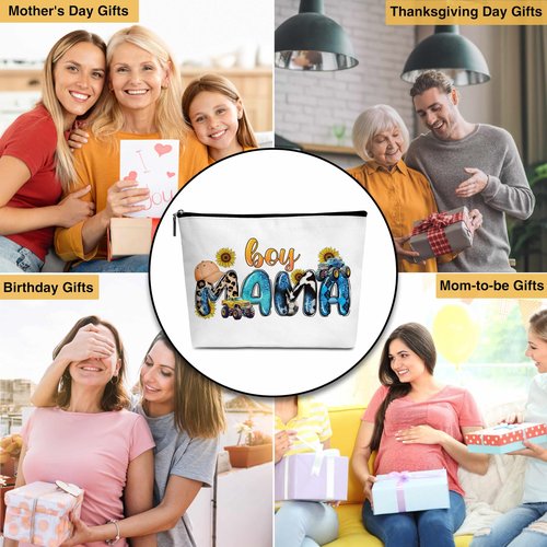Cazhes Boy Mom Gifts for Mama, Mothers Day Makeup Bag with Zipper, Mother Birthday Gift Cosmetic Bags for Women from Son - D21