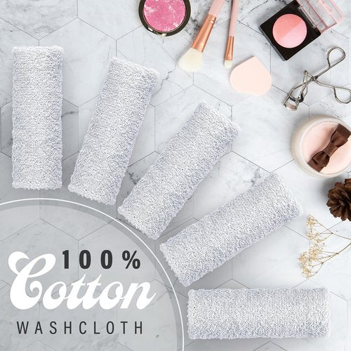 DecorRack 20 Pack 100% Cotton Wash Cloth, Luxurious Soft, 12 x 12 inch Ultra Absorbent, Machine Washable Premium Quality Washcloths, White (20 Pack)