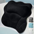 WONDERfoam Thick Padded Ergonomic Bath Pillow for Tub, Bathtub Headrest Neck and Back Support, Strong Suction Cups, Machine Washable Breathable Mesh Quick Dry Pillows, Luxury Spa Accessories, Black