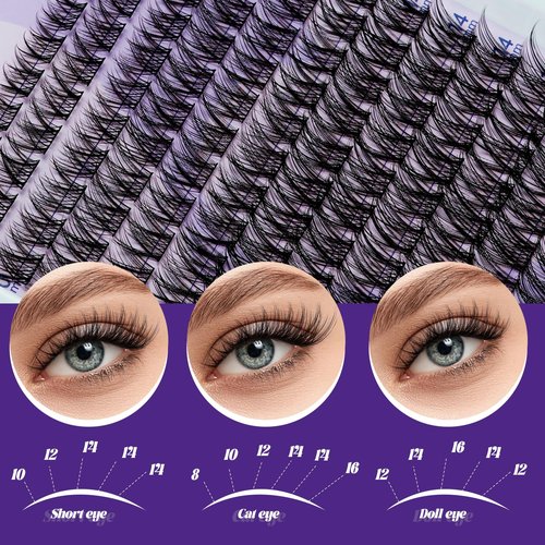 B&Q Wispy Lash Clusters Kit, Natural 01, Individual False Eyelashes Extension Set, Undetectable Natural Look for Effortless Day-to-Night Beauty, from Office Elegance to Date Night Glamour(8-16mix)