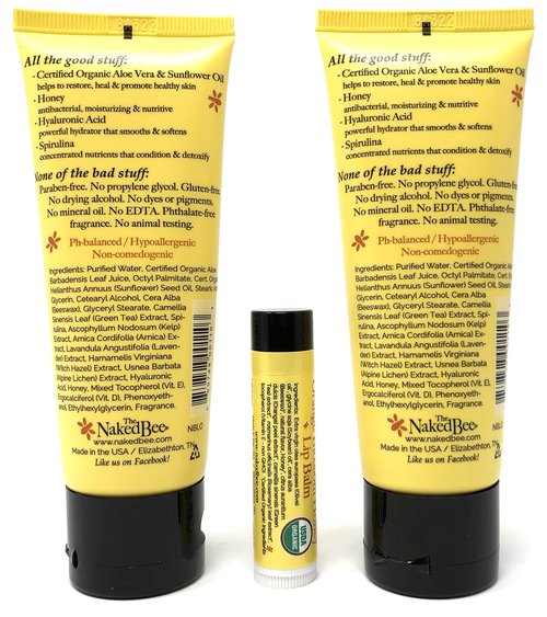 The Naked Bee Orange Blossom Honey Lotion and Lip Balm Set, Hydrating, Moisturizing, and Natural Skin Care Products Cruelty Free