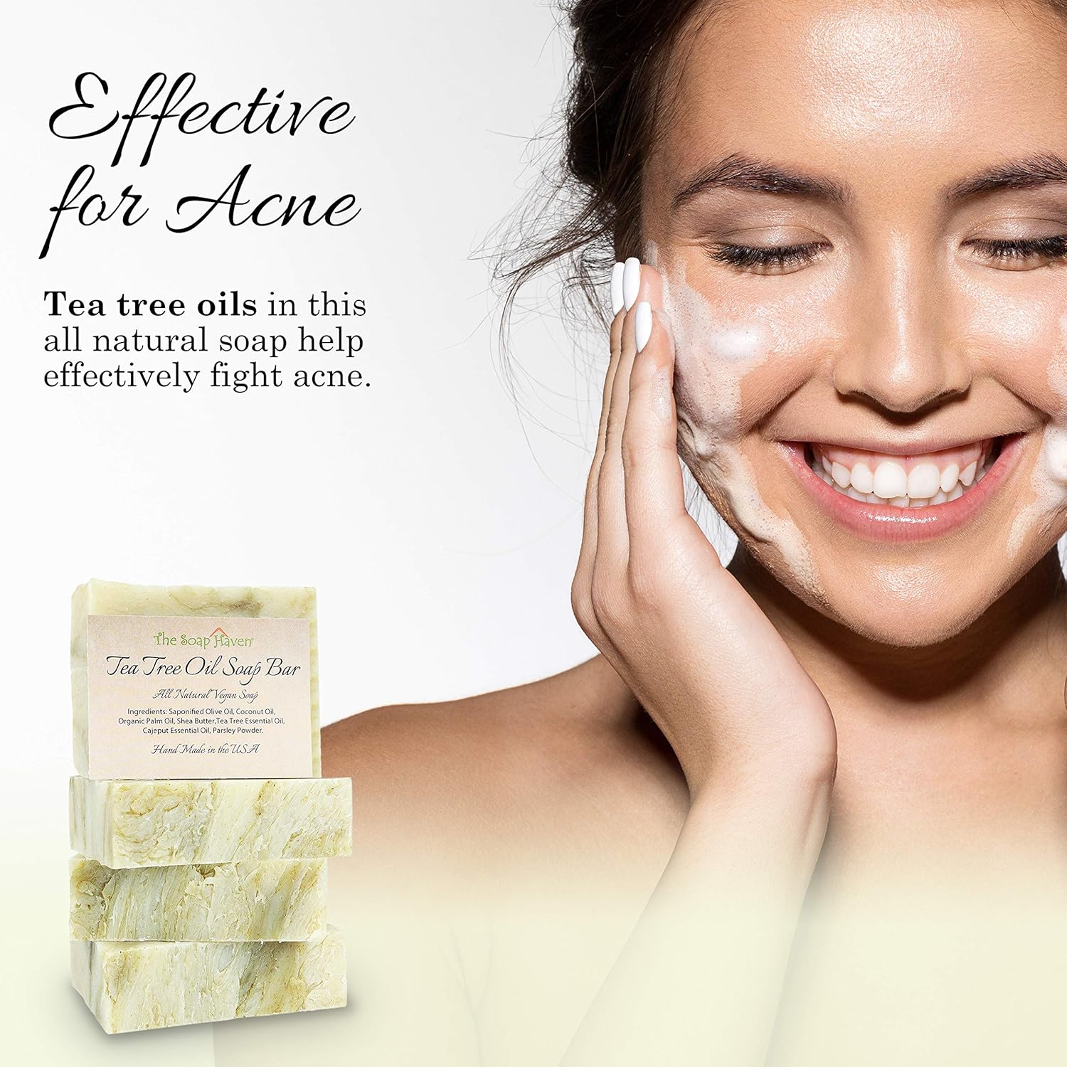 Tea Tree Soap Bar - 4 Natural Tea Tree Oil Bars for Face, Hands & Body | Fights Blemishes & Odor - 4.5 oz Each