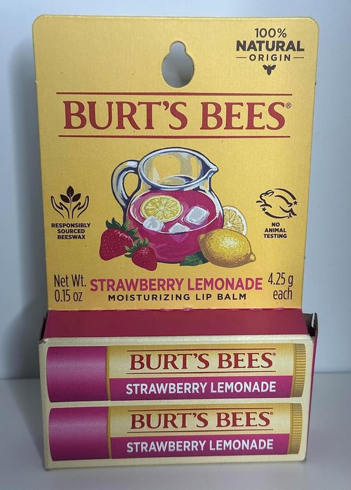 Burt's Bees Strawberry Lemonade Lip Balm - Nourishing Hydration | 2 Tubes (0.15 oz)