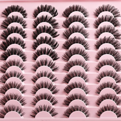 APCYUST Lashes Wispy False Eyelashes Strips 4 Styles Cat Eye Strip Lash Natural Looking Fake Mink Eyelash Pack Short Fluffy Full Lashes that Look Like Extensions Wispies Clear Band Pestañas Postizas