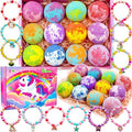 Unicorn Bath Bombs for Kids Girls with Toys Surprise Jewelry Inside Gift for Girls 3 4 5 6 7 8 Years Old Birthday Gifts Ideas Easter Gifts for Girl Easter Basket Stuffers Egg Fillers Christmas Gifts