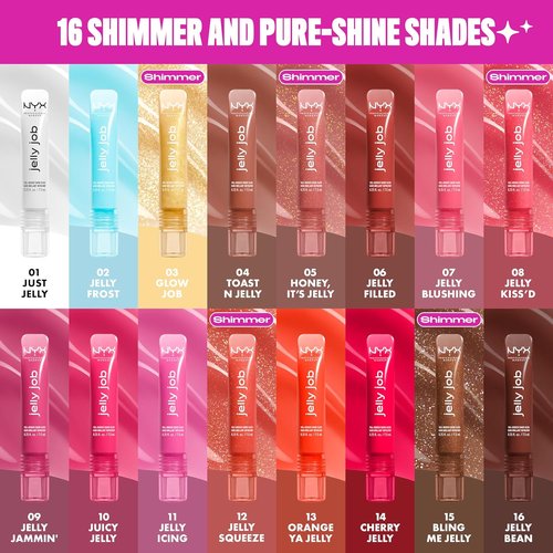 NYX PROFESSIONAL MAKEUP Jelly Job Lip Gloss - Full-Bodied, Smoothing Shine in Juicy Jelly (Bright Pink)
