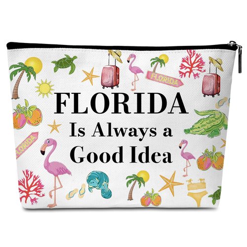Florida Souvenirs and Themed Gifts Makeup Bag, Beach Summer Travel Cosmetic Bags, Cute Birthday Gift Makeup Pouch for Women and Girls - B17
