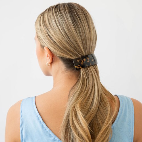France Luxe Large Tortoise Shell Hair Barrette for Thick Hair, Rectangle Volume French Barrette for Women, Strong Hold, Comfortable and Easy to Use, Tokyo