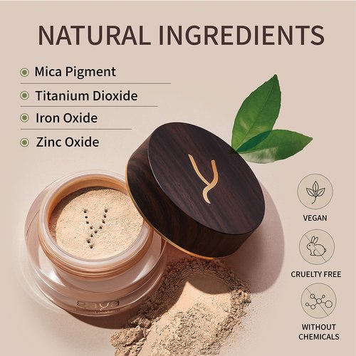 Gaya Cosmetics Vegan Mineral Powder Foundation - Light to Full Coverage, Natural-Looking, Cruelty Free, No Chemicals (MF7)