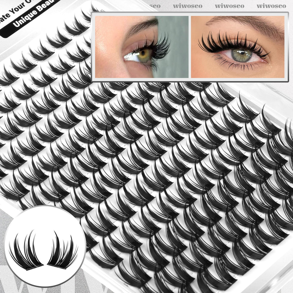wiwoseo Bunny Lash Clusters Manga Lash Clusters Fairy Lashes Clusters with Spikes Wet Look Eyelash Clusters Flaunt Eyelash Extensions Manga Eyelash Clusters Spiky Lashes Clusters for Beginners