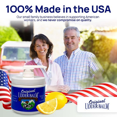 Original Udder Balm Pump Jar - Made in USA - Extra Thick Udder Cream & Hand Balm for Dry Skin, Cracked Heels, Rough Hands – Deep Moisture Heel Cream & Foot Moisturizer with Aloe Vera, 16 Fl Oz