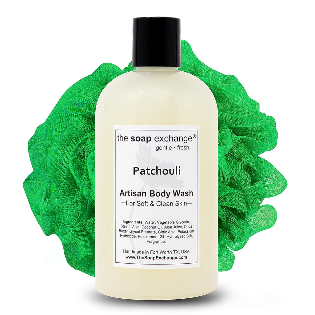 Soap Exchange Body Wash - Patchouli Scent | Handcrafted 12 fl oz Natural Artisan Soap for Face & Body
