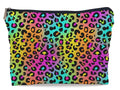 Lacosu Colorful Neon Leopard Print Rainbow Makeup Bag Cosmetic Bag Zipper Pouch Toiletry Bags,Leopard Print Gifts for Women Teen Girls