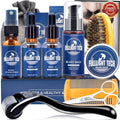 Beard Care Kit for Men-Nourish Soften Grooming Patchy Beard W/Vitamin Spray,Mustache Oil,Balm, Wash,Boar Bristle Brush,Wooden Comb,Scissors,Valentines Fathers Gifts for Men Dad Him Husband Boyfriend
