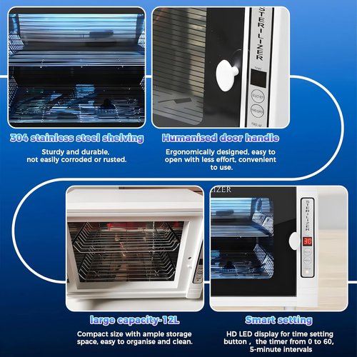 Smiledt Nail Tool Sterilizers UV 12L Lighting Autoclave Machine for Labs, Salons & Home