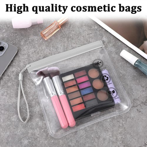 cobee 8 Pack TSA Approved Clear Toiletry Bags, Quart Size Carry on Airport Airline Compliant Travel Bag Makeup Cosmetic Bag Organizer Leak-Proof Airport Security Bag for Liquids, Cosmetics (Gray)