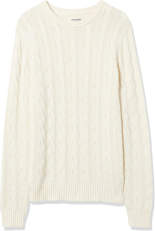 Goodthreads Men's Soft Cotton Cable Stitch Crewneck Sweater - Comfortable & Stylish | Perfect for Layering